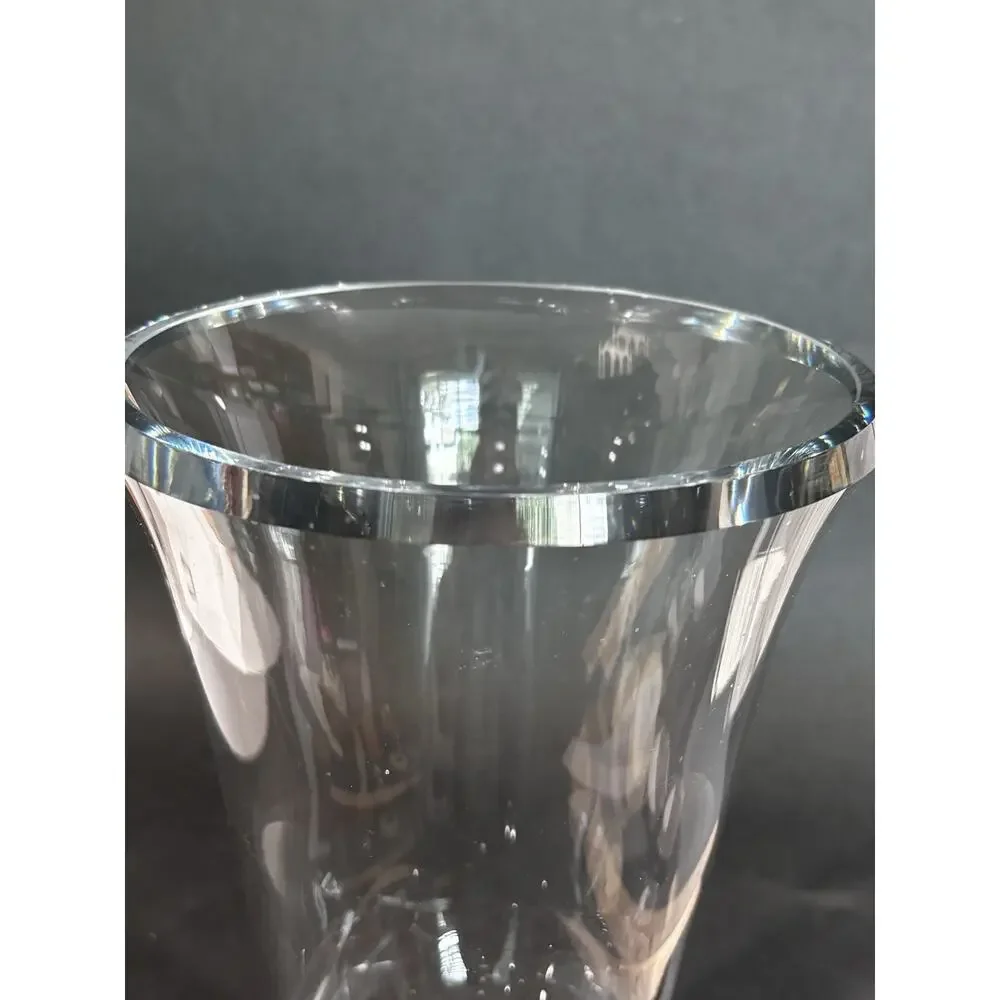 KROSNO Poland Heavy Clear Glass Pedestal Vase 11